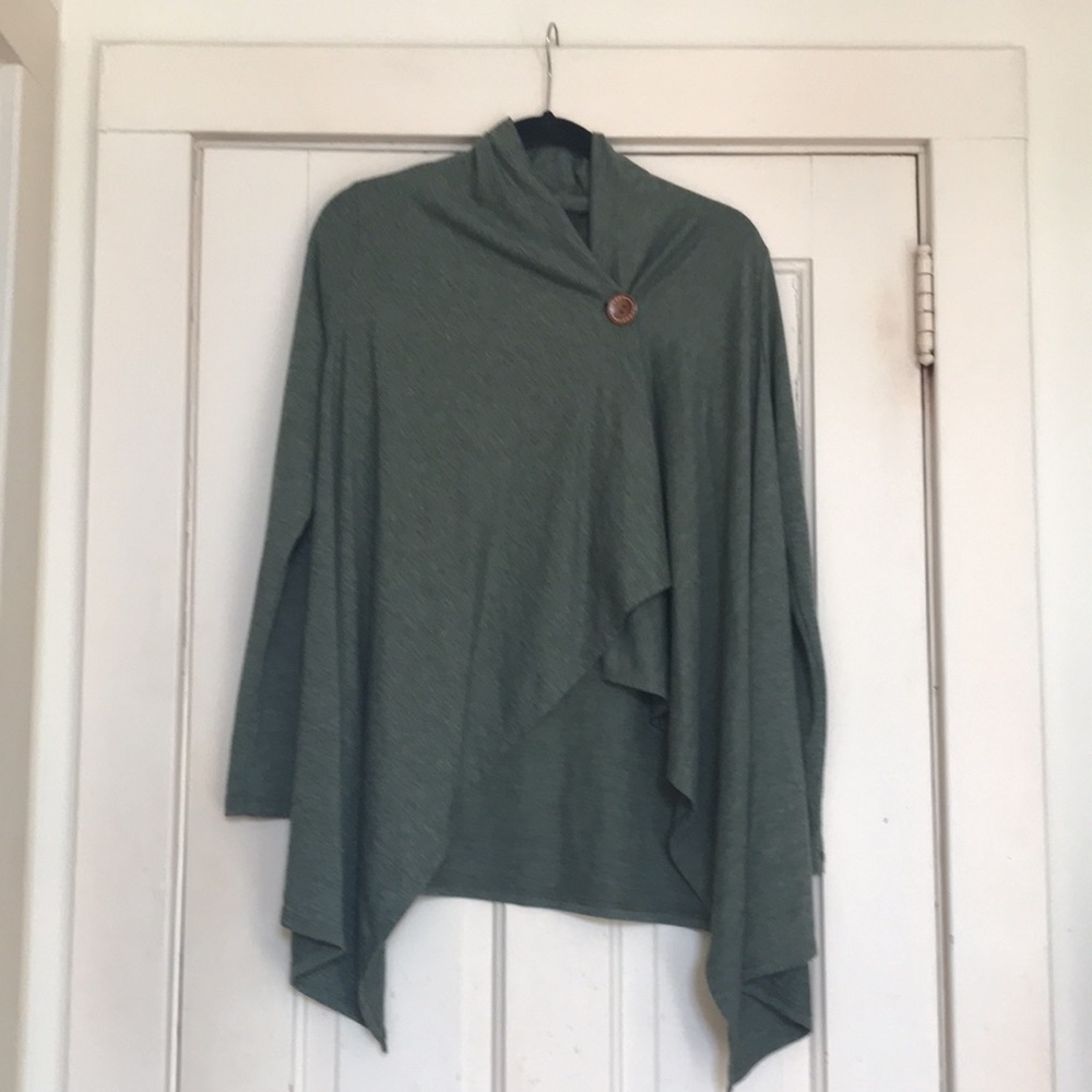 Bobeau Forest Green Wrap sweater long sleeves M medium cardigan soft cozy